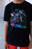 Neon Dirtbiker Tee, Black  (Baby, Kids, Adult)