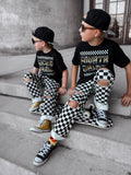 RTS-Checker Denim Pants, Black & White
