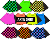 MTO- ARTIE Skater Skirt, Neon Ombre Checks (Mulitiple Options)