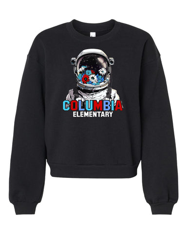 ASTRO FLORAL Crop Sweatshirt, Black