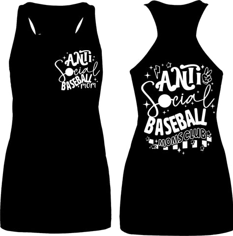 Antisocial Baseball Mama Tank, (Multiple Colors)