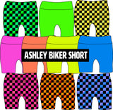 MTO-ASHLEY Biker Short, Neon Ombre Checkers