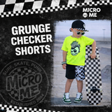 MTO-French Terry Distressed Checks Short, Black (Infant-Youth)