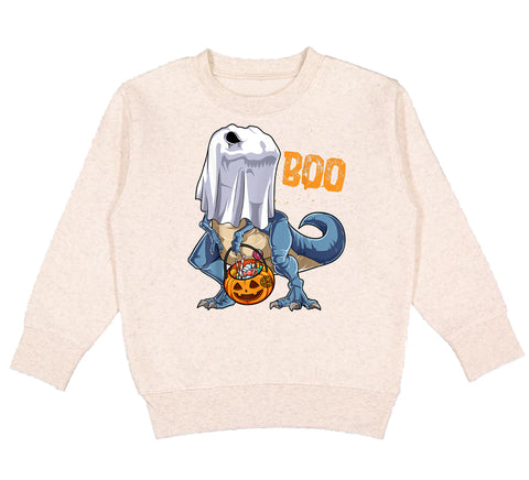 Ghost Dino Crew Sweatshirt, Natural (Toddler, Youth, Adult)
