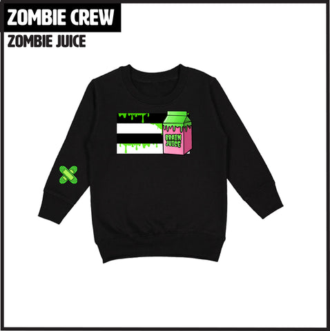 Zombie BRAIN JUICE Crew Sweatshirt, Black