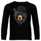 Bear Knit Checkers Long Sleeve Shirt, Black  (Infant, Toddler, Youth, Adult)
