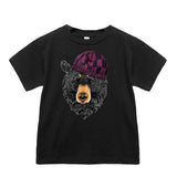 Bear Knit Checkers Tee, Black  (Infant, Toddler, Youth, Adult)