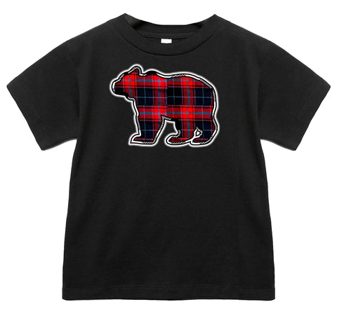 Bear Plaid Tee, Black   (Infant, Toddler, Youth, Adult)