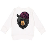 Bear Knit Beanie Crew Sweatshirt, White (Toddler, Youth, Adult)