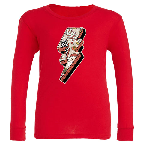 Bolt Long Sleeve Shirt, Red (Infant, Toddler, Youth, Adult)