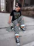 RTS-Checker Denim Pants, Black & White