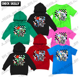 Skelly Checks, (Hoodies, Tees & Long Sleeves)