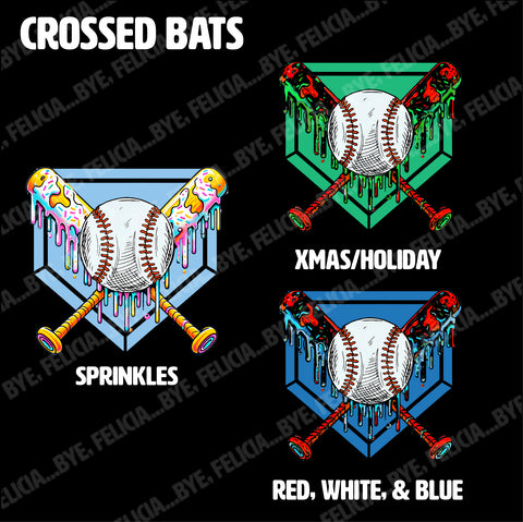 Crossed Bats (Hoodies, Tees & Long Sleeves)