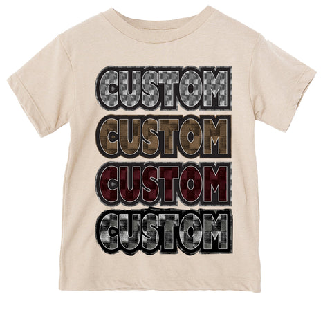 CUSTOM Knit Checkers T, Natural  (Infant, Toddler, Youth, Adult)