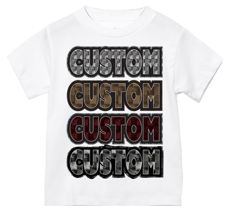 CUSTOM Knit Checkers Tee, White  (Infant, Toddler, Youth, Adult)