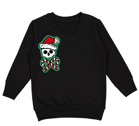 Candy Cane Skull Crew Sweatshirt, Black (Toddler, Youth, Adult)