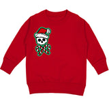Candy Cane Skull Crew Sweatshirt, Red (Toddler, Youth, Adult)