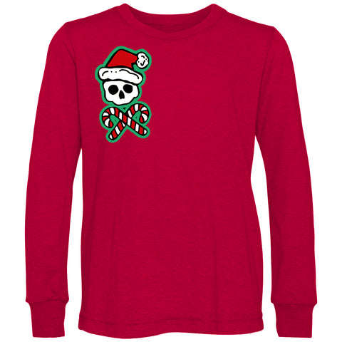 Candy Cane Skull LS Shirt, Red (Infant, Toddler, Youth, Adult)