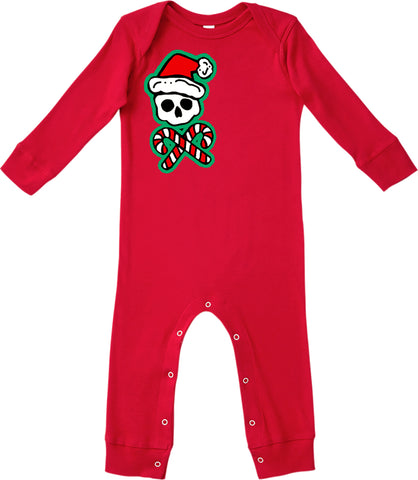 Candy Cane Skull Romper, Red  (Infant)