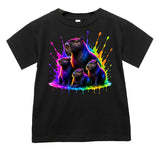Neon Capybara Tee, Black  (Baby, Kids, Adult)
