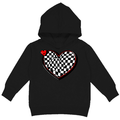 Checker Heart Hoodie, Black (Toddler, Youth, Adult)
