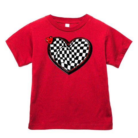 Checker Heart Tee, Red (Infant, Toddler, Youth, Adult)