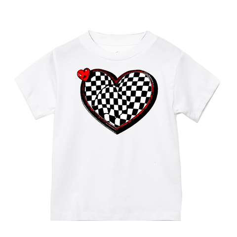 Checker Heart Tee, White (Infant, Toddler, Youth, Adult)