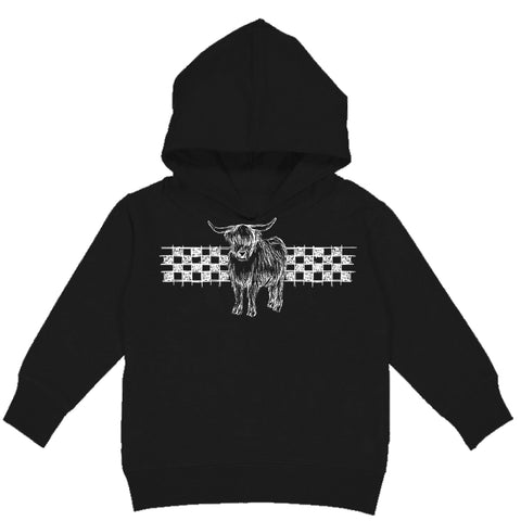 Cow Checks Hoodie, Black (Toddler, Youth, Adult)