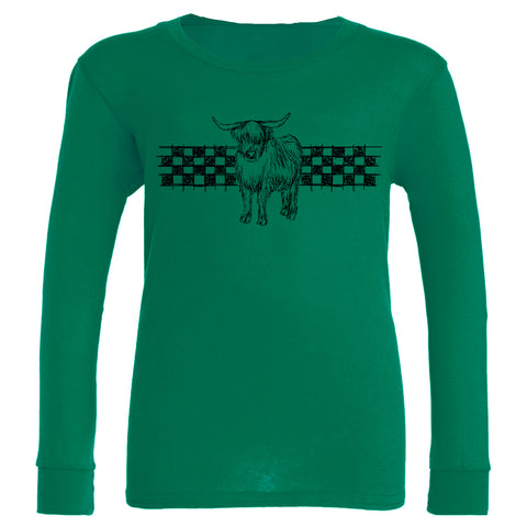 Cow Chevks  Long Sleeve Shirt, Green  (Infant, Toddler, Youth, Adult)