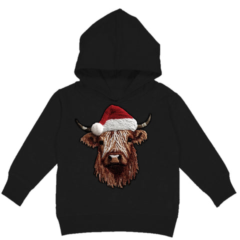 Cow Santa Hoodie, Black (Toddler, Youth, Adult)