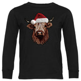 Cow Santa Long Sleeve Shirt, Black  (Infant, Toddler, Youth, Adult)