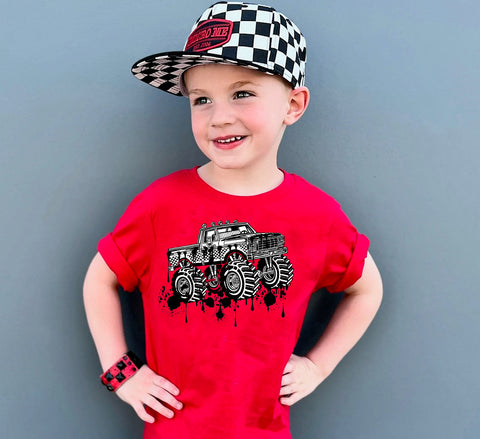 Monster Truck Drip Tees, Red  (Infant, Toddler, Youth)