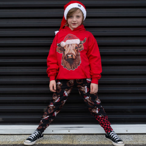 Cow Santa Hoodie, Red (Toddler, Youth, Adult)
