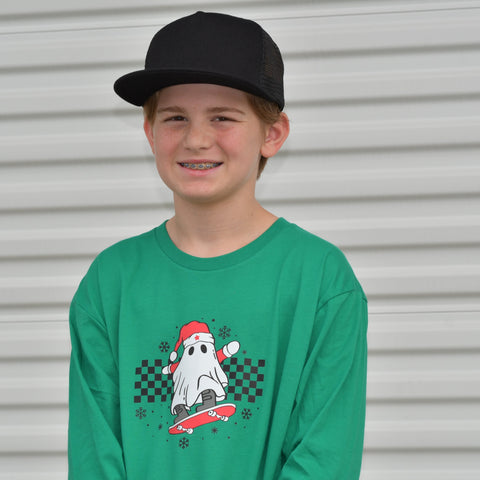 XMAS Ghost LS Shirt, Green (Infant, Toddler, Youth, Adult)