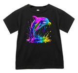 Neon Dolphin Tee, Black  (Baby, Kids, Adult)