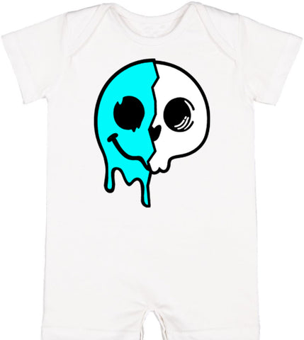 Drip Happy Skull Short Romper, White  (Infant)