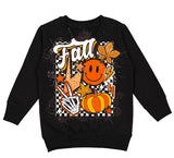 Falloween Checks Crew Sweatshirt, Black  (Toddler, Youth, Adult)