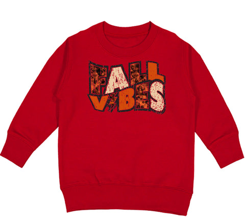 Fall Vibes Crew Sweatshirt, Red  (Toddler, Youth, Adult)