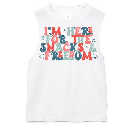 Snacks & Freedom Tank, White (Infant, Toddler, Youth, Adult)