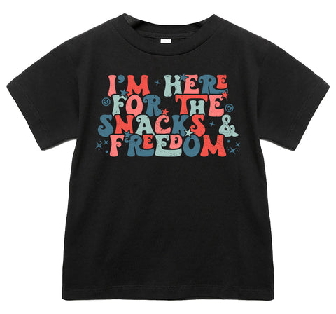 Snacks & Freedom Tee, Black  (Infant, Toddler, Youth, Adult)