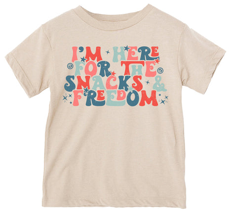 Snacks & Freedom Tee, Natural  (Infant, Toddler, Youth, Adult)