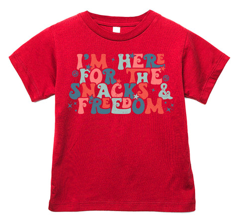 Snacks & Freedom Tee, Red (Infant, Toddler, Youth, Adult)