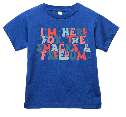Snacks & Freedom Tee, Royal  (Infant, Toddler, Youth, Adult)