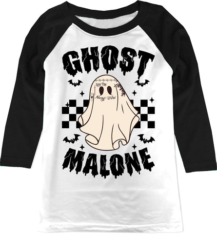 Ghost Malone Raglan, W/Blk (Infant, Toddler, Youth, Adult)