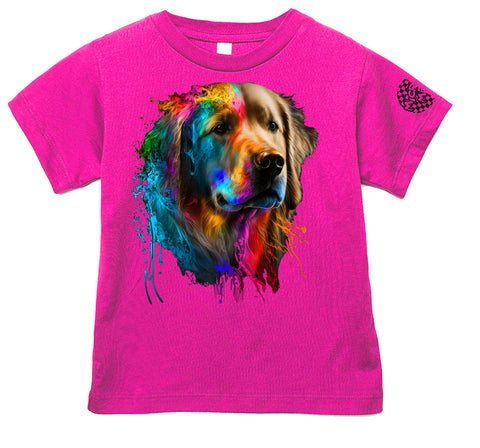 Golden Retriever Drip  Tee or Tank, Hot Pink  (Infant, Toddler, Youth, Adult)