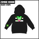 Zombie HEART STRIPE Hoodies, Black