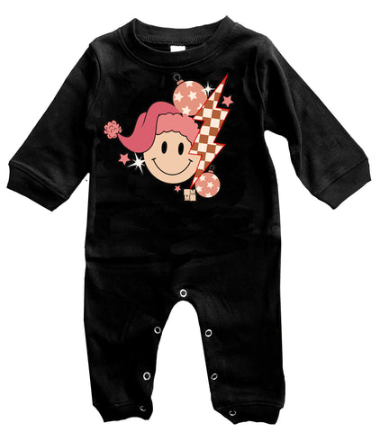 Happy Retro Romper, Black- (Infant)