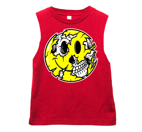 Happy Skull Tank, Red  (Infant, Toddler, Youth, Adult)