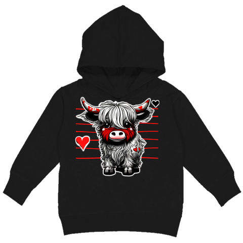 Highland Cow Love Hoodie, Black (Toddler, Youth, Adult)