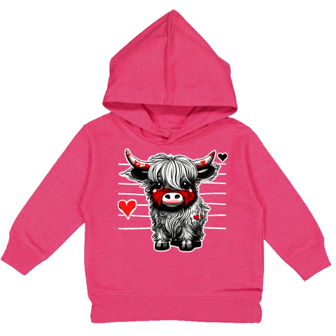 Highland Cow Love Hoodie, Hot Pink (Toddler, Youth, Adult)